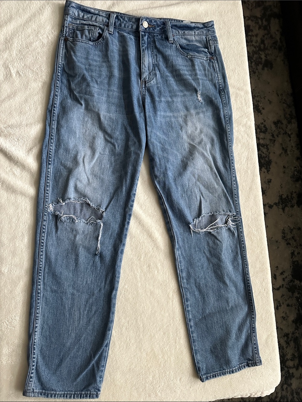 Lucky Brand Distressed High Rise Tomboy Straight Jeans size 10/30